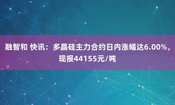 融智和 快讯：多晶硅主力合约日内涨幅达6.00%，现报44155元/吨