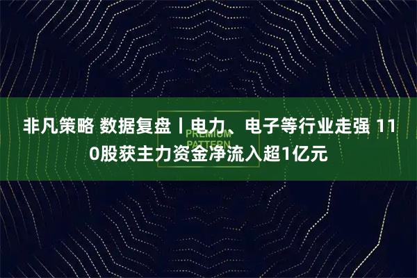 非凡策略 数据复盘丨电力、电子等行业走强 110股获主力资金净流入超1亿元